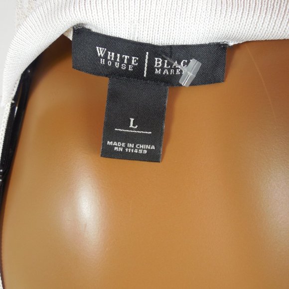 WHITE HOUSE BLACK MARKET Top L Stretch Knit Tank Shirt Ivory/Tan Sleeveless - Picture 9 of 10